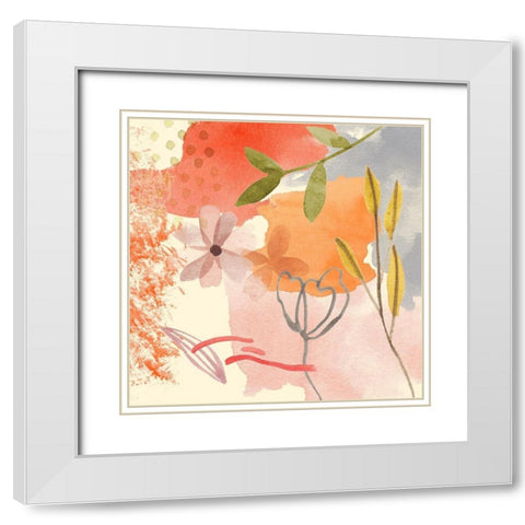 Flower Shimmer I White Modern Wood Framed Art Print with Double Matting by Wang, Melissa