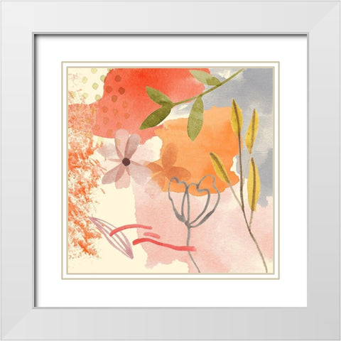 Flower Shimmer I White Modern Wood Framed Art Print with Double Matting by Wang, Melissa