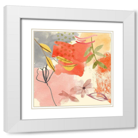 Flower Shimmer II White Modern Wood Framed Art Print with Double Matting by Wang, Melissa