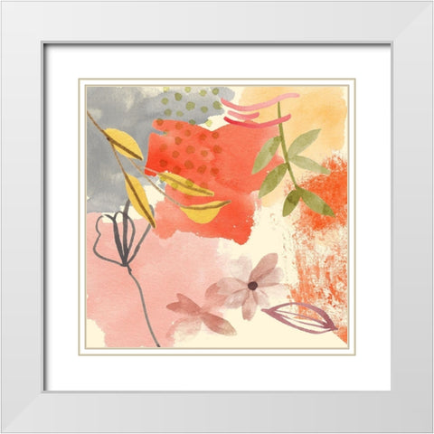 Flower Shimmer II White Modern Wood Framed Art Print with Double Matting by Wang, Melissa