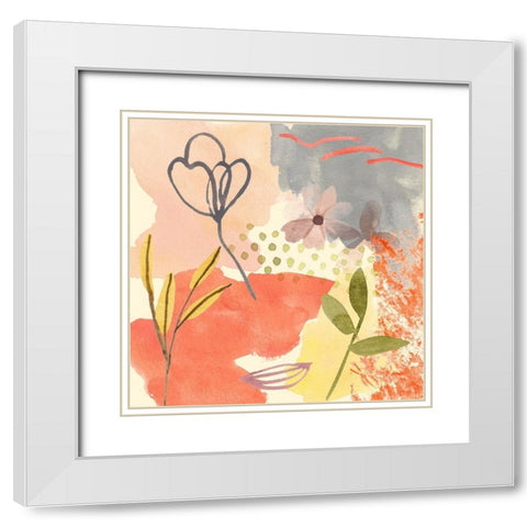 Flower Shimmer III White Modern Wood Framed Art Print with Double Matting by Wang, Melissa