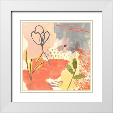 Flower Shimmer III White Modern Wood Framed Art Print with Double Matting by Wang, Melissa