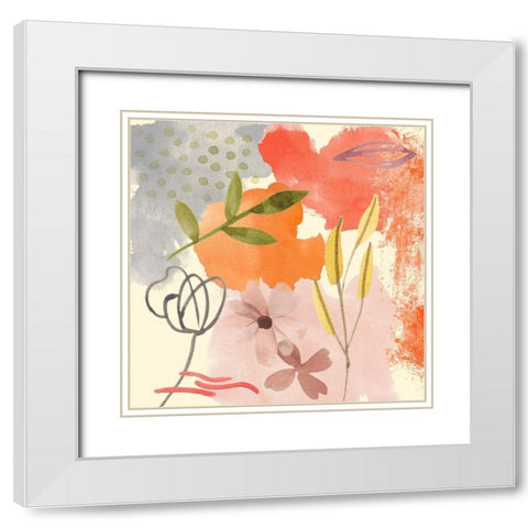 Flower Shimmer IV White Modern Wood Framed Art Print with Double Matting by Wang, Melissa