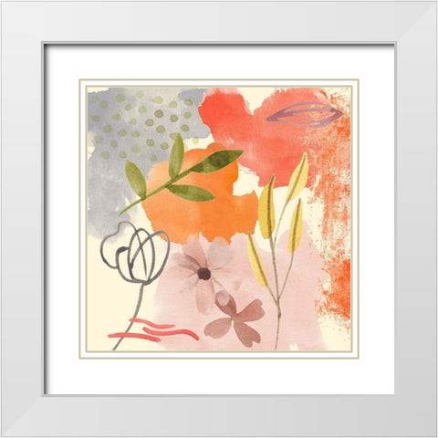 Flower Shimmer IV White Modern Wood Framed Art Print with Double Matting by Wang, Melissa