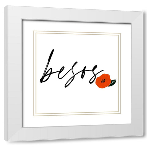 Besos I White Modern Wood Framed Art Print with Double Matting by Studio W