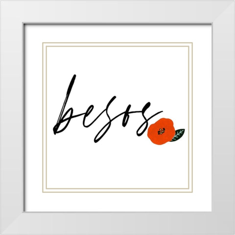 Besos I White Modern Wood Framed Art Print with Double Matting by Studio W