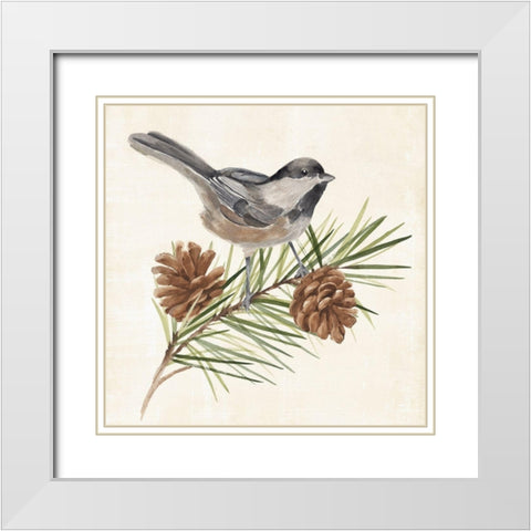 Pine Branch I White Modern Wood Framed Art Print with Double Matting by Warren, Annie