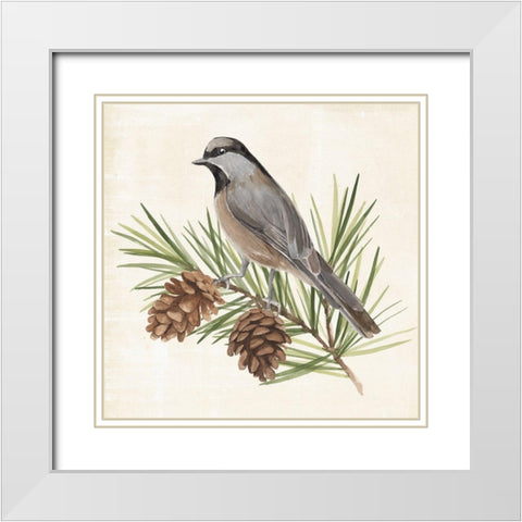 Pine Branch II White Modern Wood Framed Art Print with Double Matting by Warren, Annie