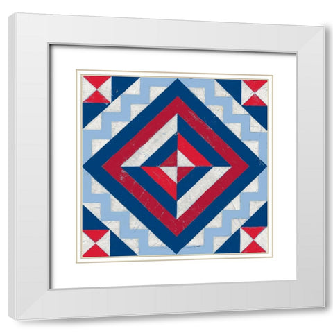 Americana Quilt Motif I White Modern Wood Framed Art Print with Double Matting by Vess, June Erica
