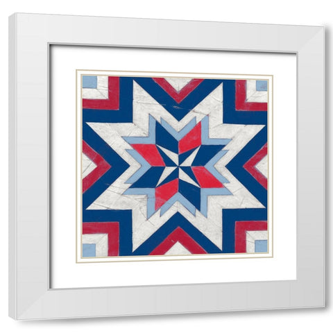 Americana Quilt Motif III White Modern Wood Framed Art Print with Double Matting by Vess, June Erica