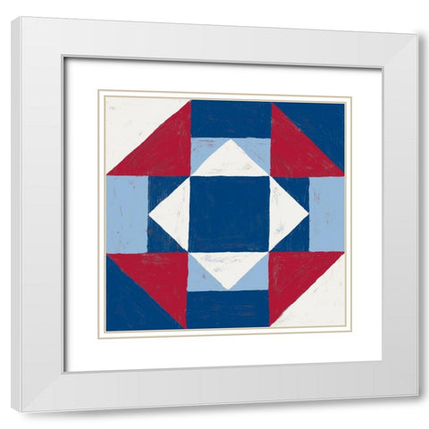 Americana Patchwork Tile III White Modern Wood Framed Art Print with Double Matting by Lam, Vanna