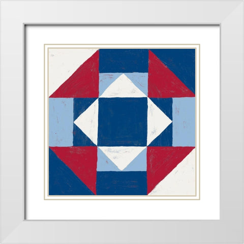 Americana Patchwork Tile III White Modern Wood Framed Art Print with Double Matting by Lam, Vanna