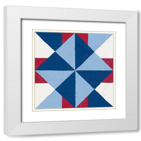 Americana Patchwork Tile IV White Modern Wood Framed Art Print with Double Matting by Lam, Vanna