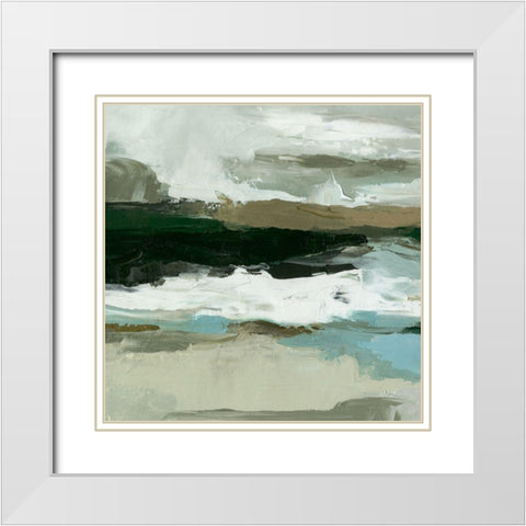 Textured Ocean Tide I White Modern Wood Framed Art Print with Double Matting by Caroline, Emma