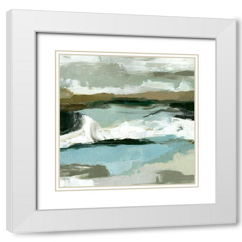 Textured Ocean Tide II White Modern Wood Framed Art Print with Double Matting by Caroline, Emma