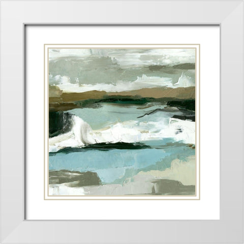 Textured Ocean Tide II White Modern Wood Framed Art Print with Double Matting by Caroline, Emma