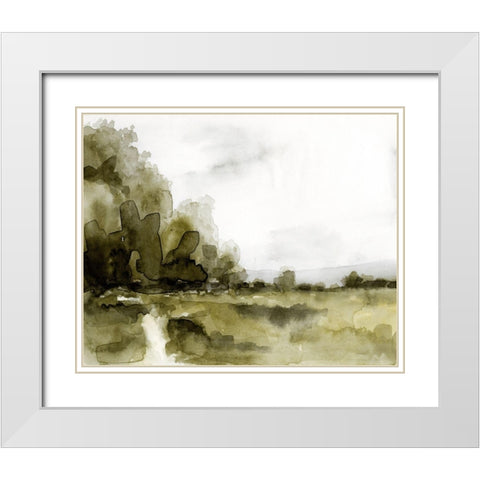 Simple Watercolor Scape I White Modern Wood Framed Art Print with Double Matting by Barnes, Victoria