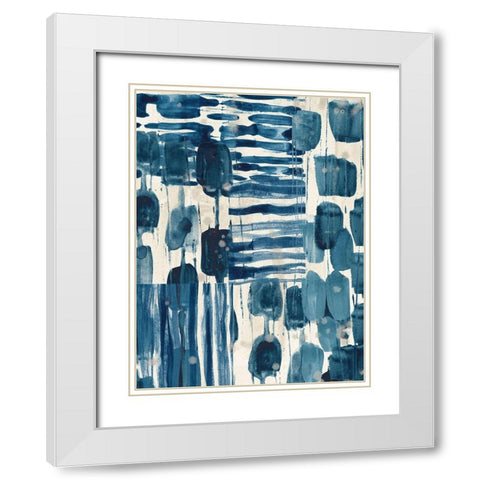 Indigo Patchwork IV White Modern Wood Framed Art Print with Double Matting by Vess, June Erica