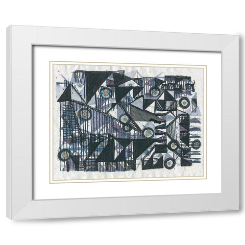 Circles and Triangles White Modern Wood Framed Art Print with Double Matting by Arbel, Lori
