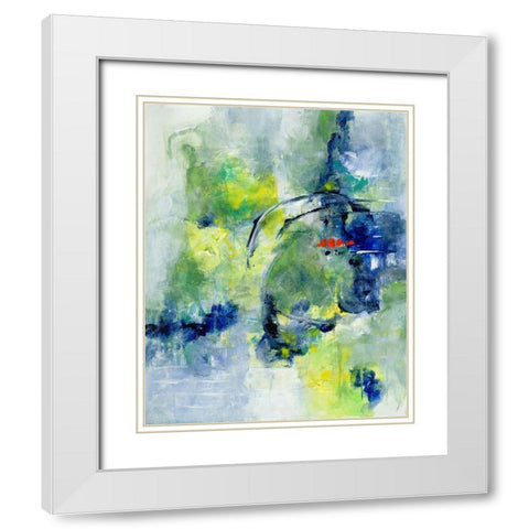 Springtime Abstract I White Modern Wood Framed Art Print with Double Matting by Combs, Joyce