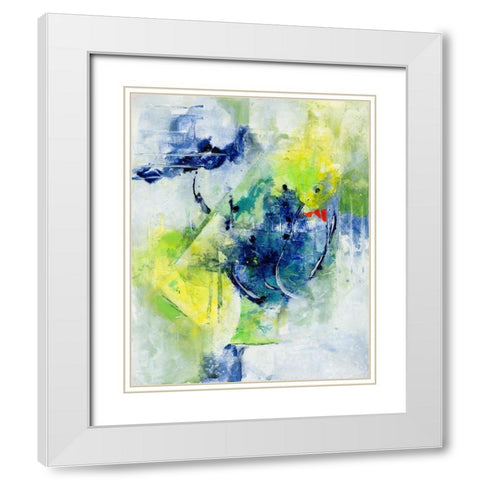 Springtime Abstract II White Modern Wood Framed Art Print with Double Matting by Combs, Joyce