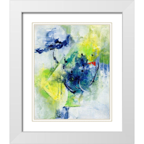 Springtime Abstract II White Modern Wood Framed Art Print with Double Matting by Combs, Joyce