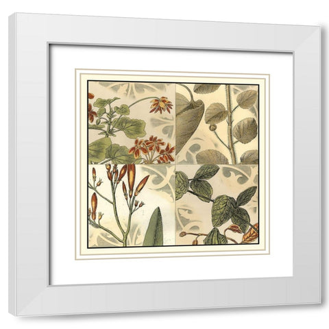 Botanical Quadrant I White Modern Wood Framed Art Print with Double Matting by Vision Studio