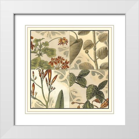 Botanical Quadrant I White Modern Wood Framed Art Print with Double Matting by Vision Studio