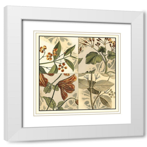 Botanical Quadrant II White Modern Wood Framed Art Print with Double Matting by Vision Studio