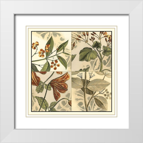 Botanical Quadrant II White Modern Wood Framed Art Print with Double Matting by Vision Studio