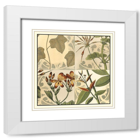 Botanical Quadrant III White Modern Wood Framed Art Print with Double Matting by Vision Studio