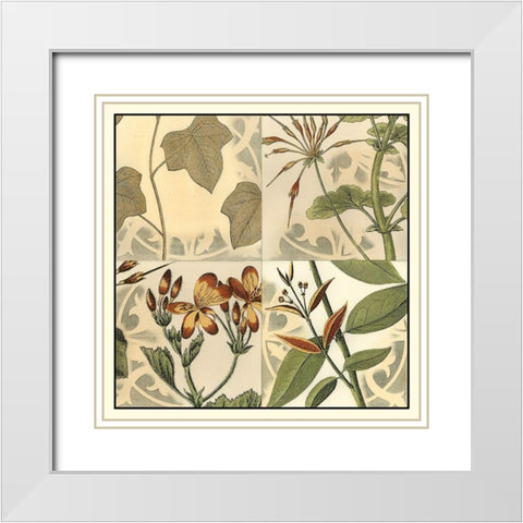 Botanical Quadrant III White Modern Wood Framed Art Print with Double Matting by Vision Studio