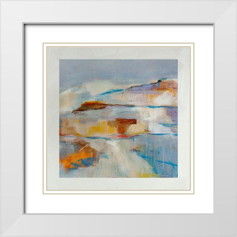 Lustr Frosted Peaks in Pearl White I White Modern Wood Framed Art Print with Double Matting by Warren, Annie