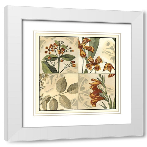 Botanical Quadrant IV White Modern Wood Framed Art Print with Double Matting by Vision Studio