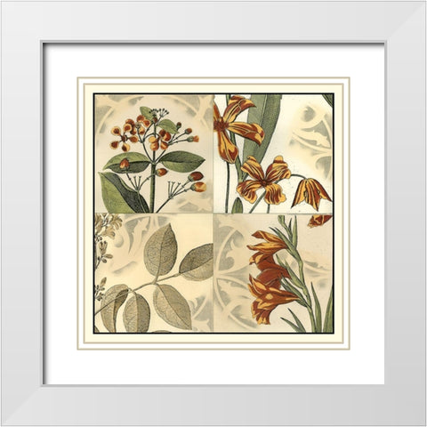 Botanical Quadrant IV White Modern Wood Framed Art Print with Double Matting by Vision Studio