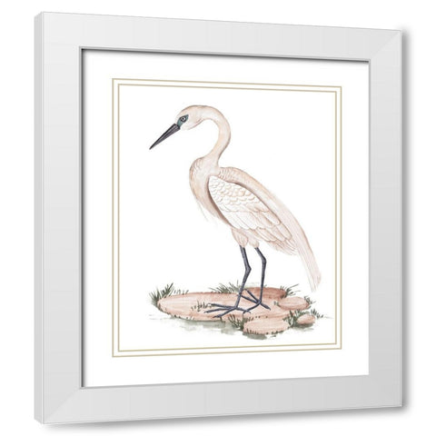 A White Heron I White Modern Wood Framed Art Print with Double Matting by Wang, Melissa