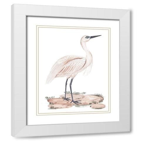 A White Heron II White Modern Wood Framed Art Print with Double Matting by Wang, Melissa