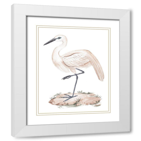 A White Heron III White Modern Wood Framed Art Print with Double Matting by Wang, Melissa