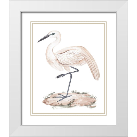 A White Heron III White Modern Wood Framed Art Print with Double Matting by Wang, Melissa