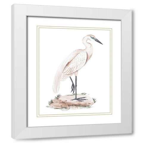 A White Heron IV White Modern Wood Framed Art Print with Double Matting by Wang, Melissa