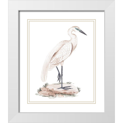 A White Heron IV White Modern Wood Framed Art Print with Double Matting by Wang, Melissa