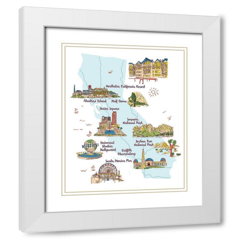 Going to California I White Modern Wood Framed Art Print with Double Matting by Wang, Melissa