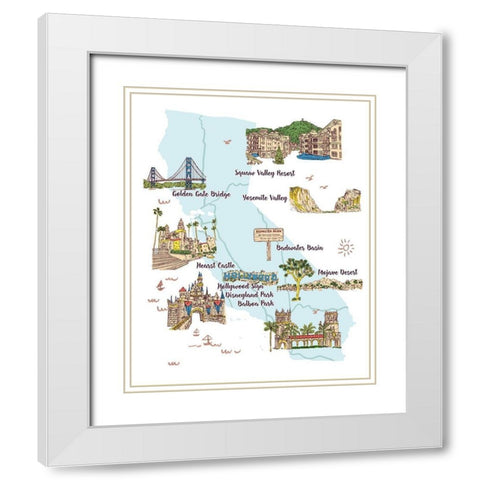 Going to California II White Modern Wood Framed Art Print with Double Matting by Wang, Melissa