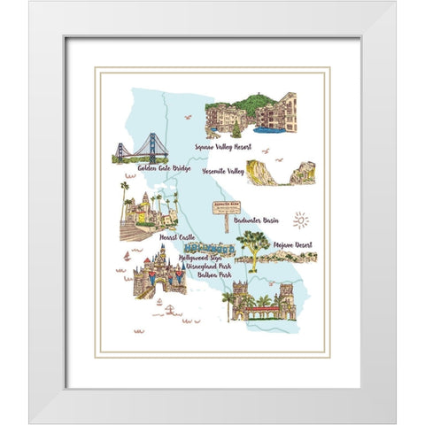 Going to California II White Modern Wood Framed Art Print with Double Matting by Wang, Melissa