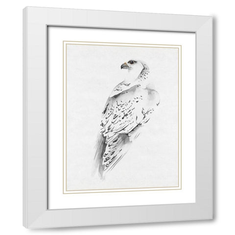 Gyrfalcon I White Modern Wood Framed Art Print with Double Matting by Wang, Melissa