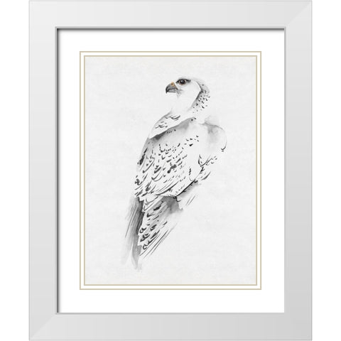 Gyrfalcon I White Modern Wood Framed Art Print with Double Matting by Wang, Melissa