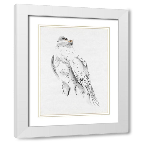 Gyrfalcon II White Modern Wood Framed Art Print with Double Matting by Wang, Melissa