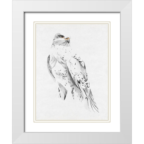 Gyrfalcon II White Modern Wood Framed Art Print with Double Matting by Wang, Melissa