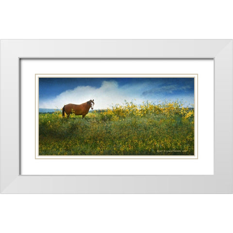 Horse in Flowers I White Modern Wood Framed Art Print with Double Matting by Vest, Chris