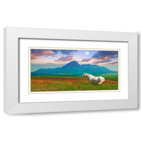 Horse in Flowers II White Modern Wood Framed Art Print with Double Matting by Vest, Chris